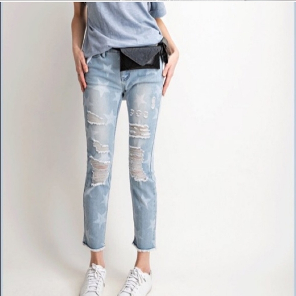 Distressed Stars faded fray hem denim jeans - Picture 6 of 16